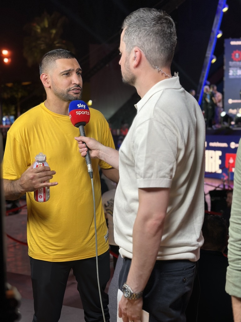 Fighter media interview with Sky Sports at the fight week event, Riyadh