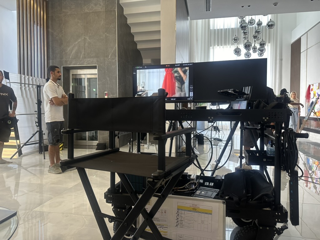 Video village and production rig on the AutoCraft AI shoot in Abu Dhabi