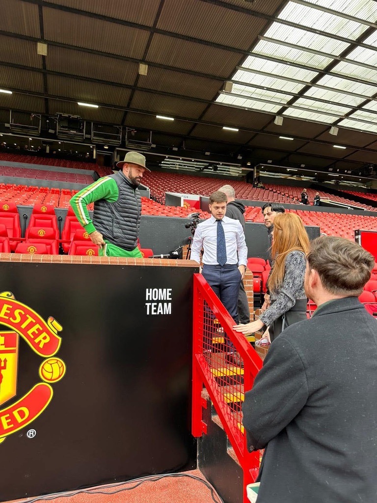 Kristen on set at Old Trafford